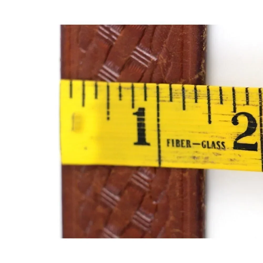 R.A.U. Co TOOLED BROWN REAL LEATHER 1 3/8